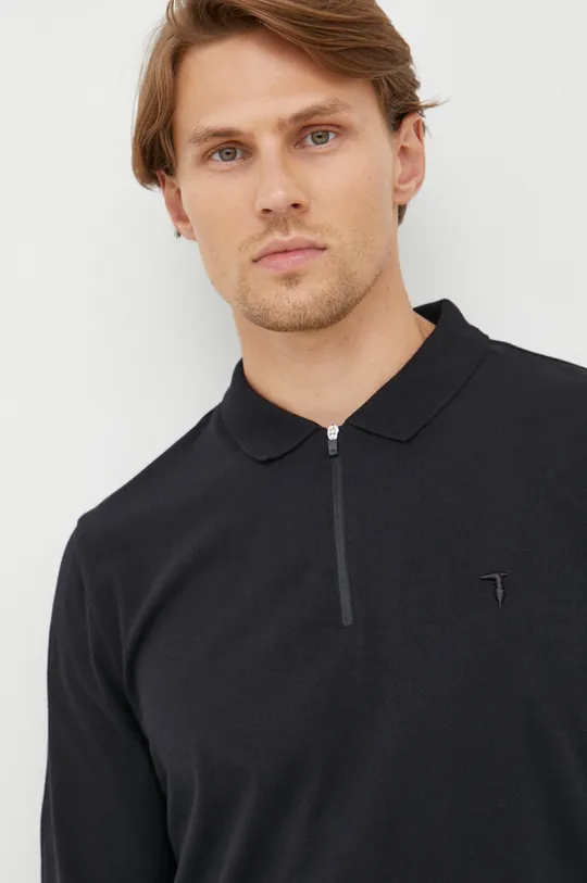 μαύρο Βαμβακερή μπλούζα με μακριά μανίκια Trussardi Ανδρικά