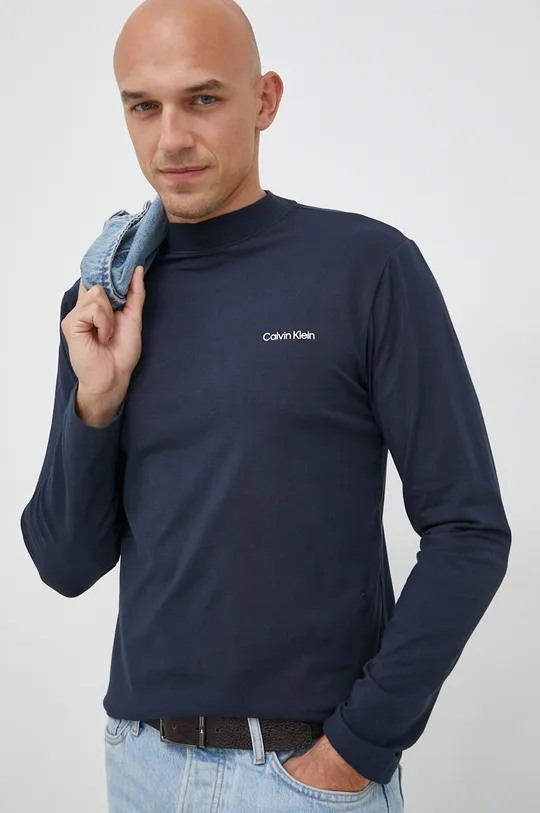Tričko s dlhým rukávom Calvin Klein tmavomodrá