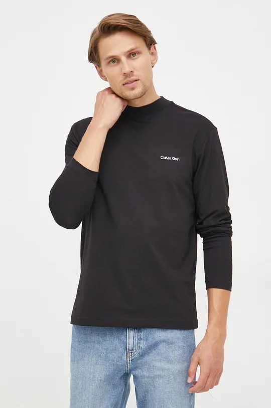 črna Majica z dolgimi rokavi Calvin Klein Moški