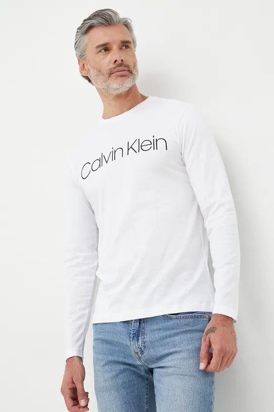 λευκό Βαμβακερή μπλούζα με μακριά μανίκια Calvin Klein