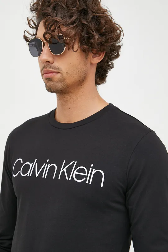 čierna Bavlnené tričko s dlhým rukávom Calvin Klein