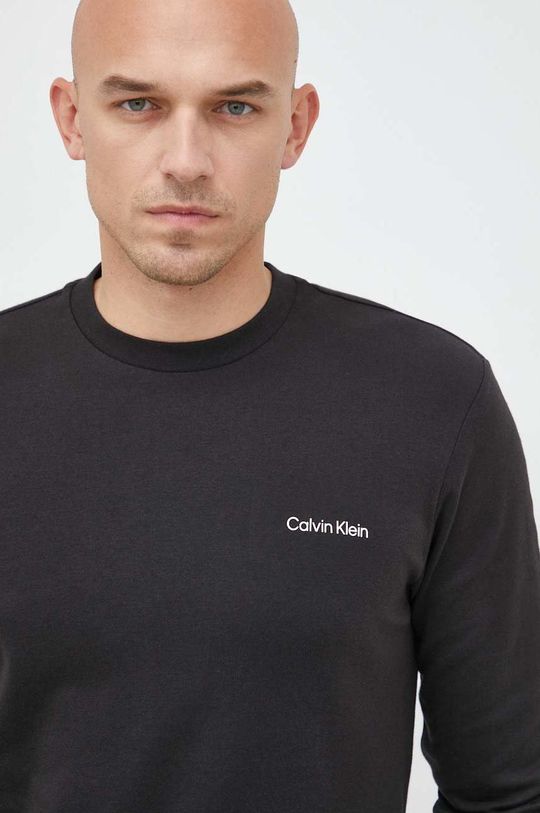 černá Bavlněné tričko s dlouhým rukávem Calvin Klein