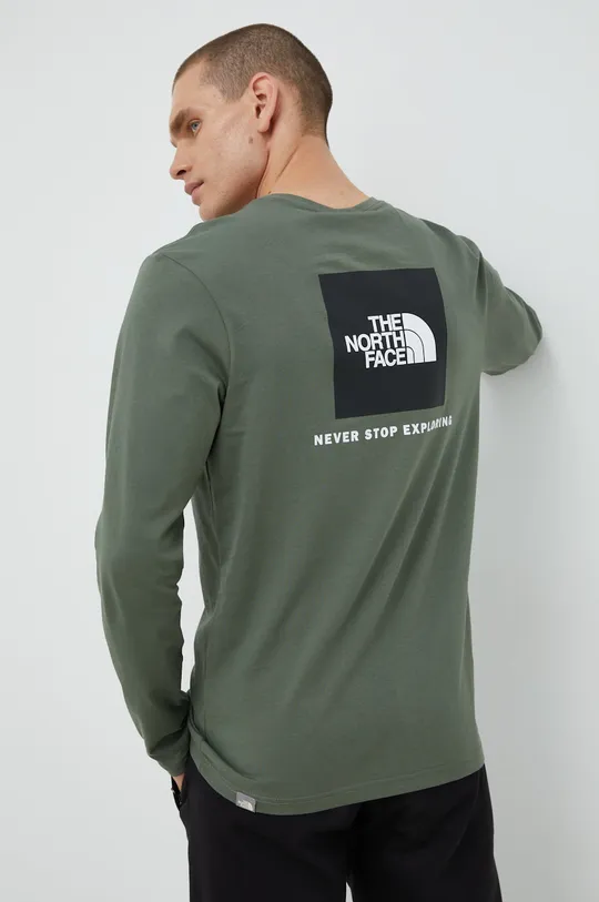 πράσινο Βαμβακερή μπλούζα με μακριά μανίκια The North Face Ανδρικά