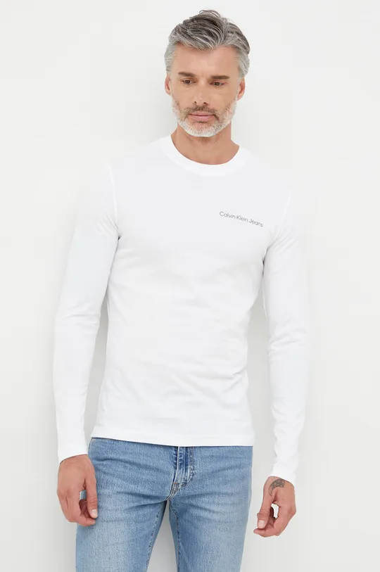 Βαμβακερή μπλούζα με μακριά μανίκια Calvin Klein Jeans  100% Βαμβάκι