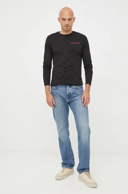 Calvin Klein Jeans longsleeve bawełniany czarny