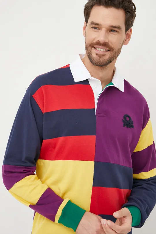 πολύχρωμο Βαμβακερή μπλούζα με μακριά μανίκια United Colors of Benetton Ανδρικά