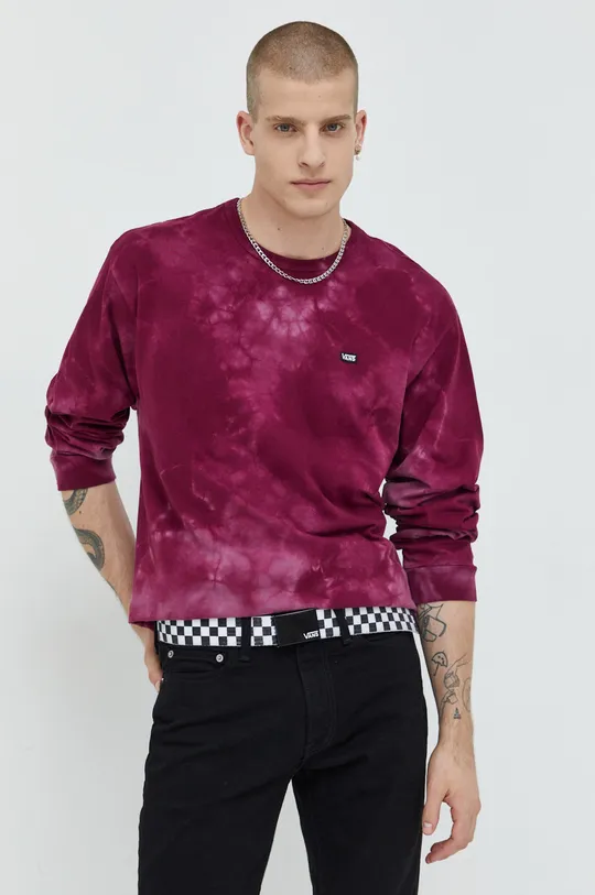 fialová Bavlnené tričko s dlhým rukávom Vans Pánsky