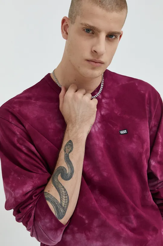 fialová Bavlnené tričko s dlhým rukávom Vans