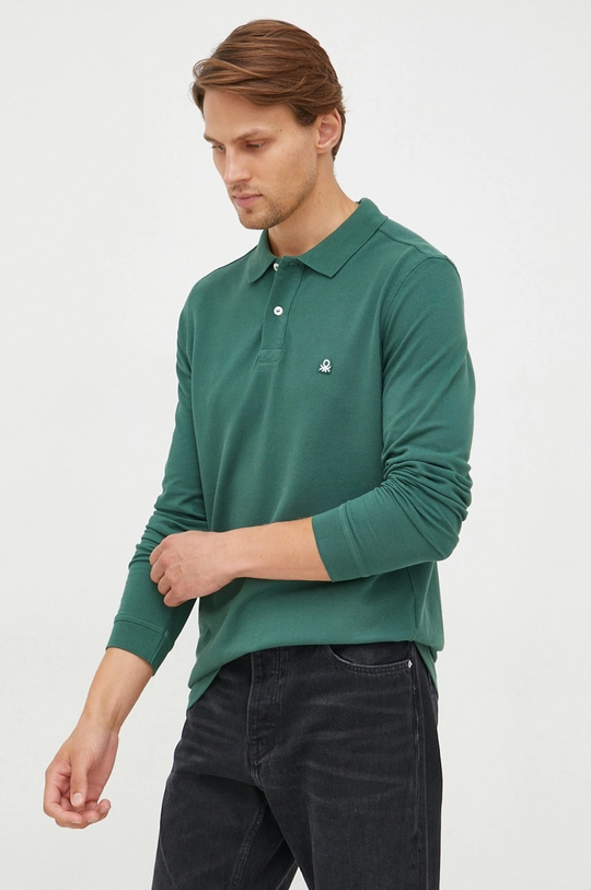 zielony United Colors of Benetton longsleeve bawełniany