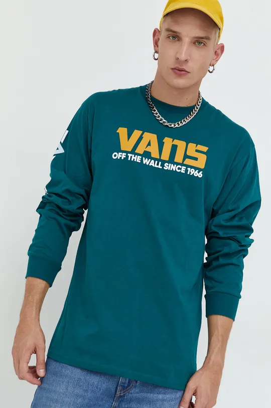 πράσινο Βαμβακερή μπλούζα με μακριά μανίκια Vans Ανδρικά