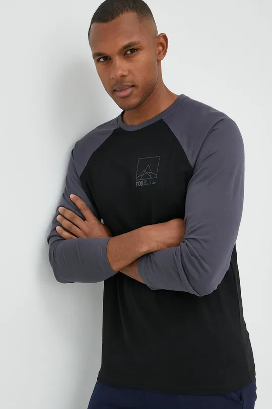 μαύρο Βαμβακερή μπλούζα με μακριά μανίκια 4F Ανδρικά
