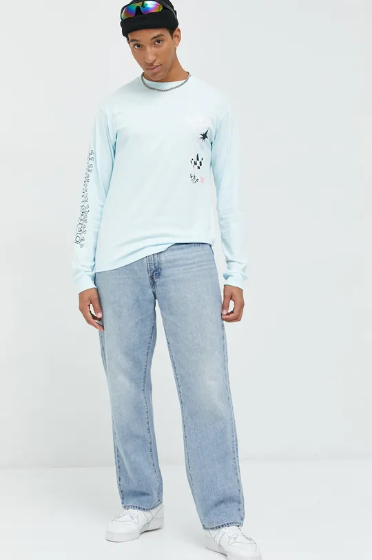 Bavlnené tričko s dlhým rukávom adidas Originals modrá