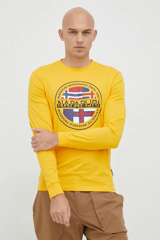 κίτρινο Βαμβακερή μπλούζα με μακριά μανίκια Napapijri Ανδρικά