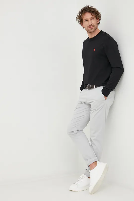 Bavlnené tričko s dlhým rukávom Polo Ralph Lauren čierna