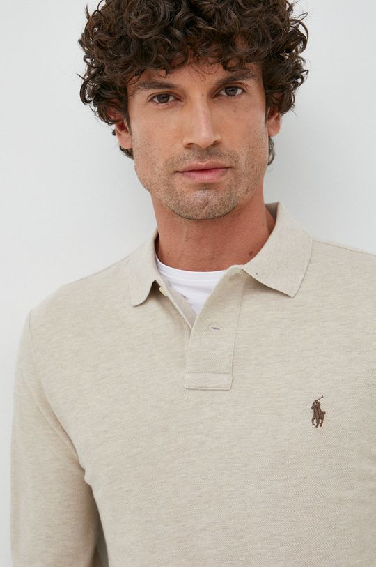 šedá Bavlněné tričko s dlouhým rukávem Polo Ralph Lauren