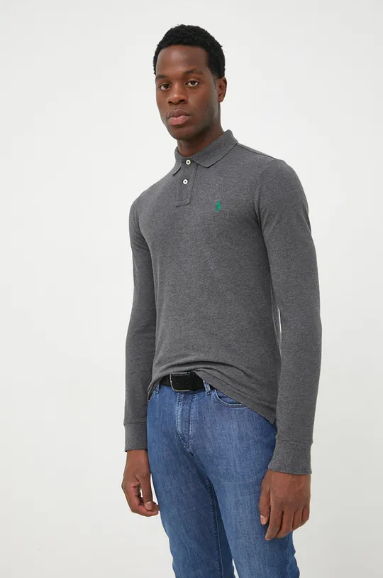 γκρί Βαμβακερή μπλούζα με μακριά μανίκια Polo Ralph Lauren