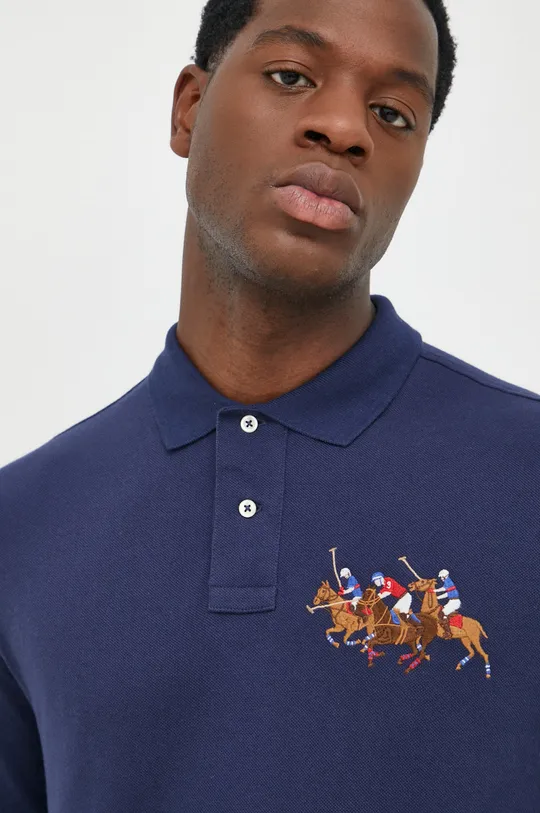 mornarsko modra Bombažna majica z dolgimi rokavi Polo Ralph Lauren
