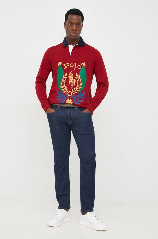 Polo Ralph Lauren longsleeve bawełniany czerwony