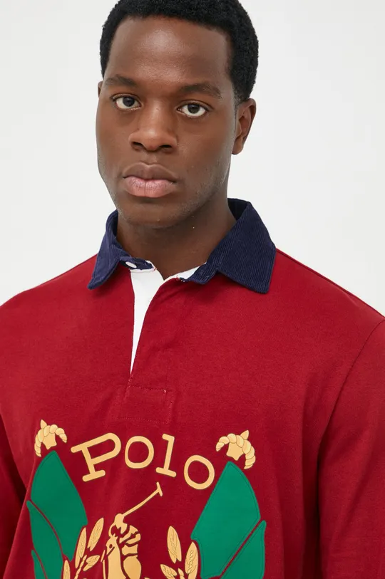 rdeča Bombažna majica z dolgimi rokavi Polo Ralph Lauren