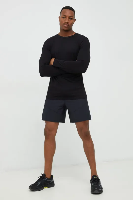Βαμβακερή μπλούζα με μακριά μανίκια Outhorn μαύρο