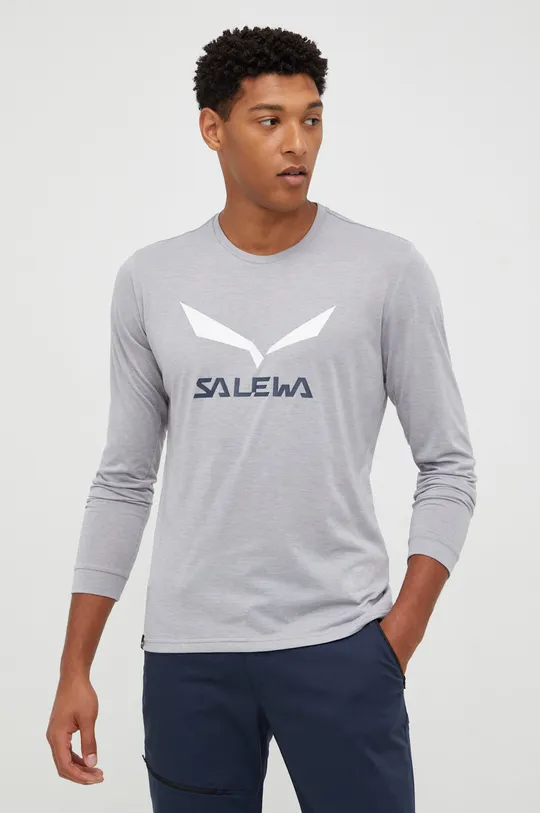 sivá Športové tričko s dlhým rukávom Salewa Solidlogo Pánsky