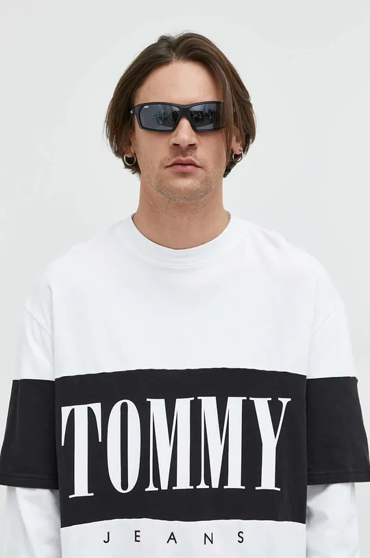 λευκό Βαμβακερή μπλούζα με μακριά μανίκια Tommy Jeans