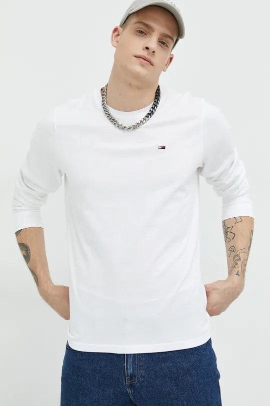 λευκό Βαμβακερή μπλούζα με μακριά μανίκια Tommy Jeans Ανδρικά