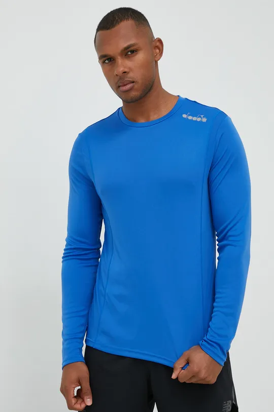 μπλε Μακρυμάνικο μπλουζάκι για τρέξιμο Diadora Core Ανδρικά