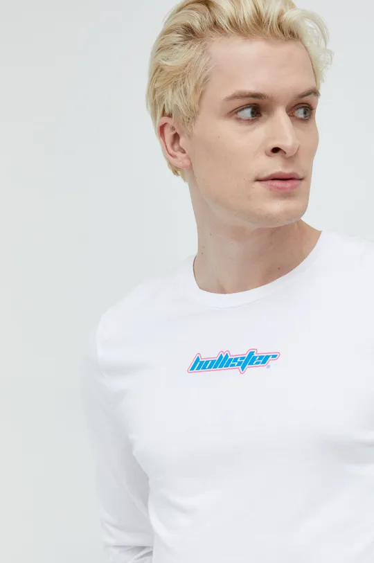 biały Hollister Co. longsleeve bawełniany