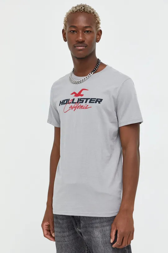 Bavlnené tričko s dlhým rukávom Hollister Co. Pánsky