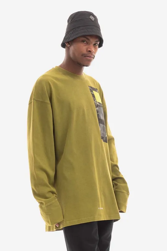 зелений Бавовняний лонгслів A-COLD-WALL* Relaxed Cubist LS T-shirt Чоловічий
