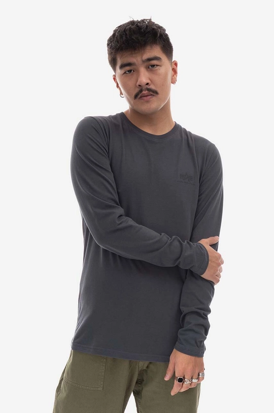 gri Alpha Industries longsleeve din bumbac Back Print Heavy De bărbați