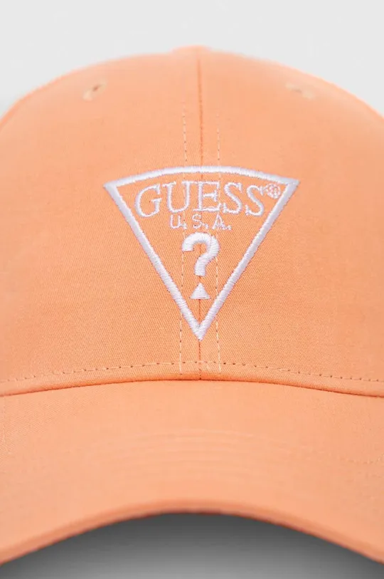 Guess czapka bawełniana pomarańczowy