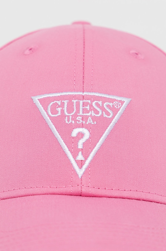 Βαμβακερό καπέλο Guess ροζ