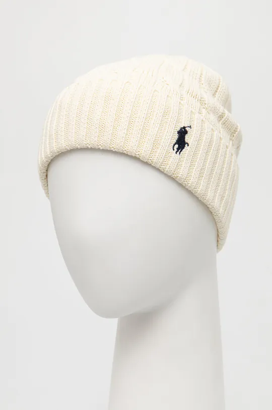 Хлопковая шапка Polo Ralph Lauren бежевый