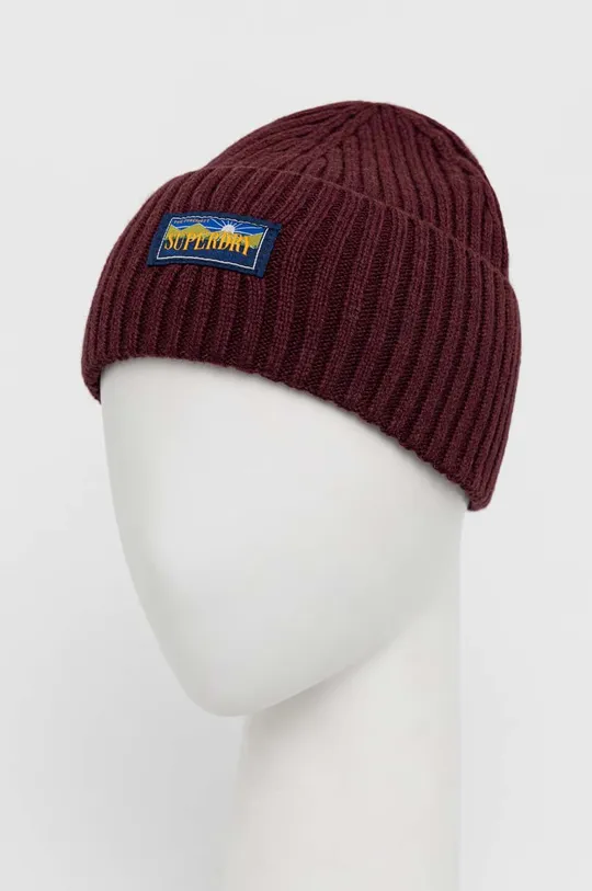 Čiapka s prímesou vlny Superdry burgundské