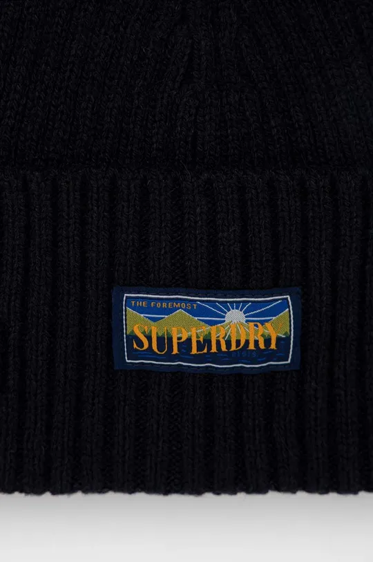 Вовняна шапка Superdry темно-синій