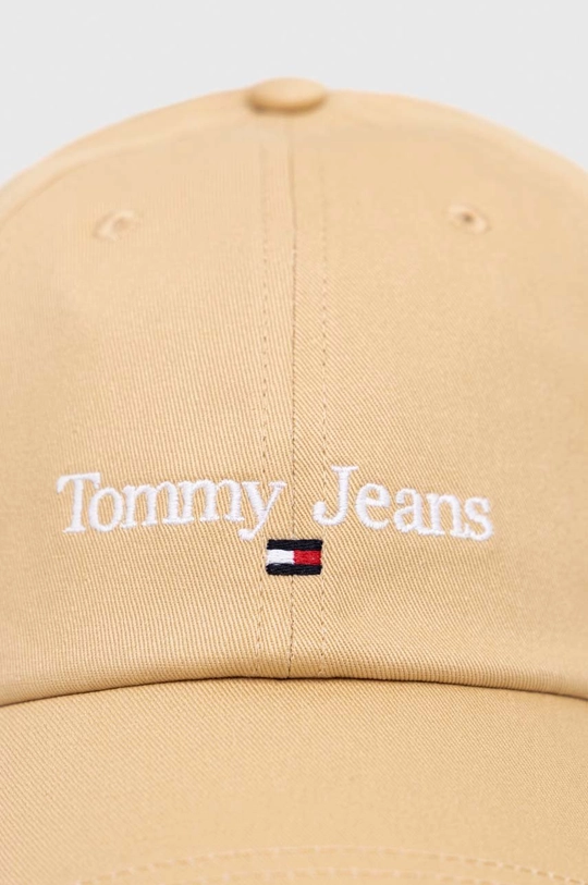 Βαμβακερό καπέλο του μπέιζμπολ Tommy Jeans μπεζ