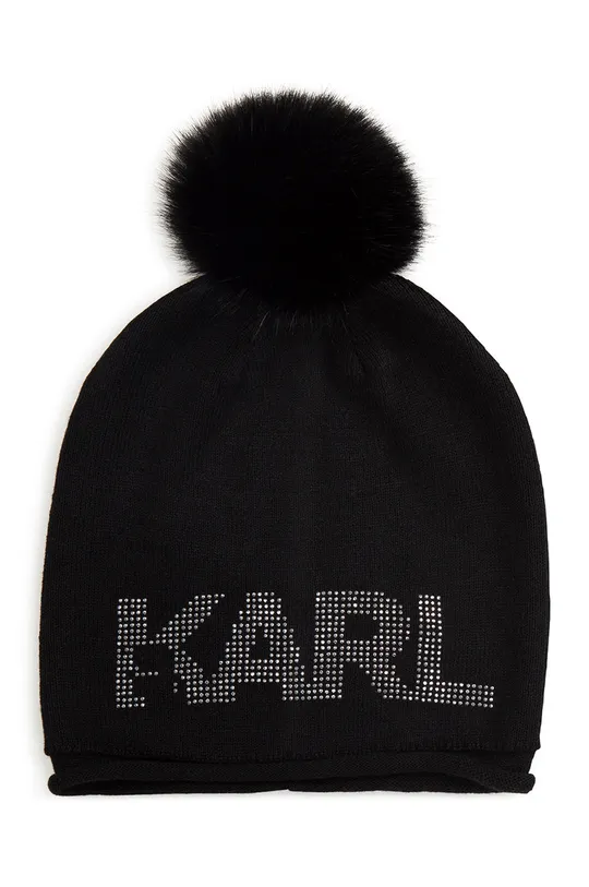 Παιδικός σκούφος από μείγμα μαλλιού Karl Lagerfeld μαύρο