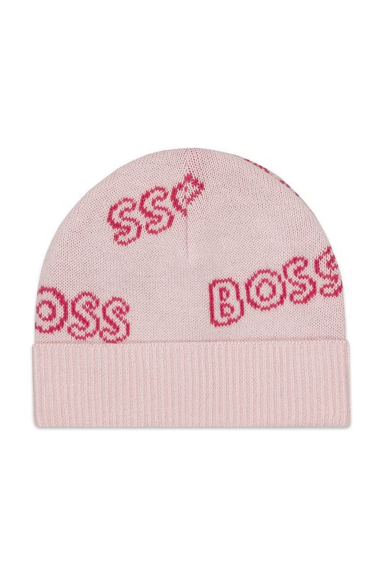 BOSS czapka bawełniana dziecięca pastelowy różowy