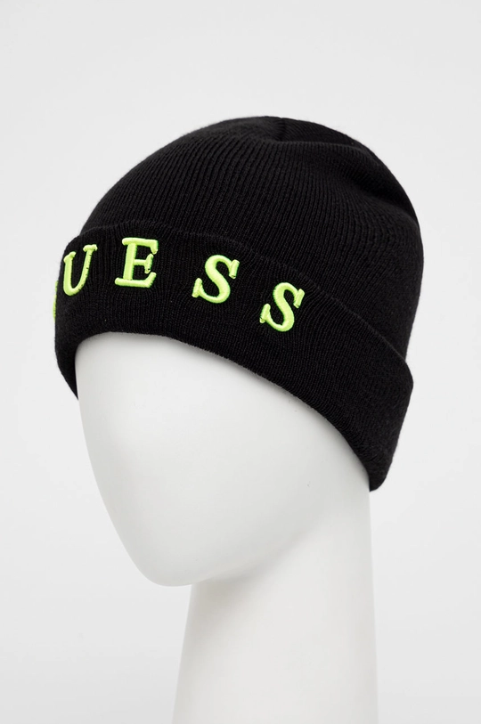 Παιδικός σκούφος από μείγμα μαλλιού Guess μαύρο