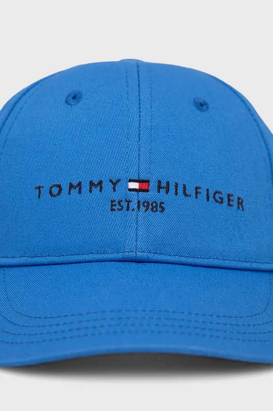 Детская хлопковая кепка Tommy Hilfiger голубой