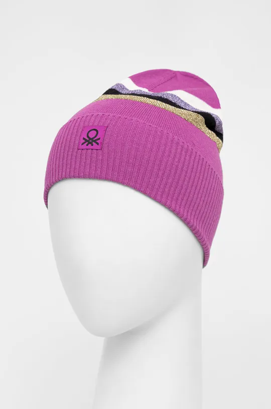 Детская шапка с примесью шерсти United Colors of Benetton фиолетовой