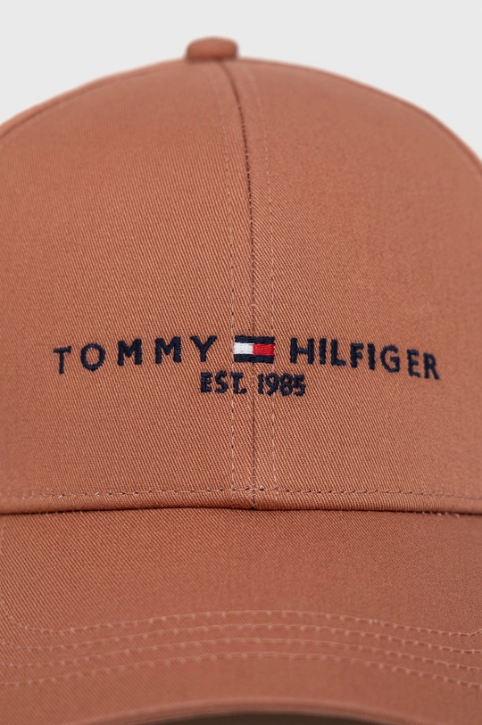 Bombažna kapa Tommy Hilfiger rjava