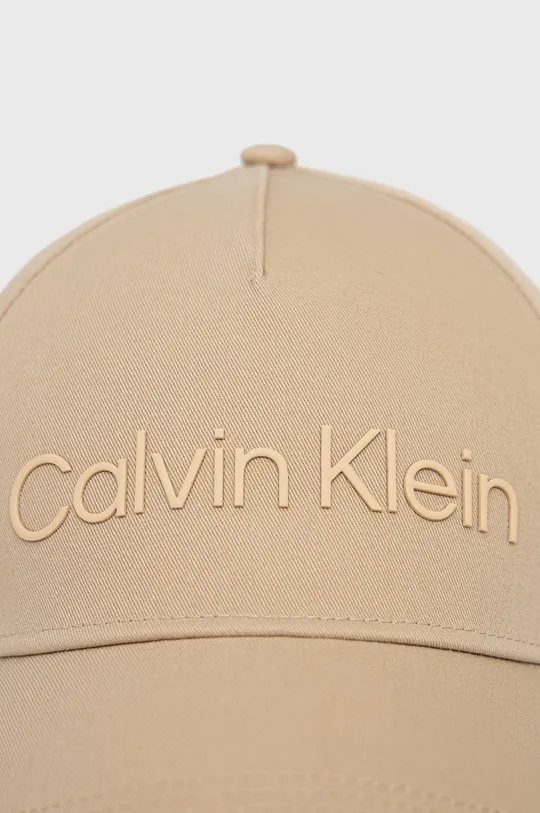 Calvin Klein czapka bawełniana beżowy