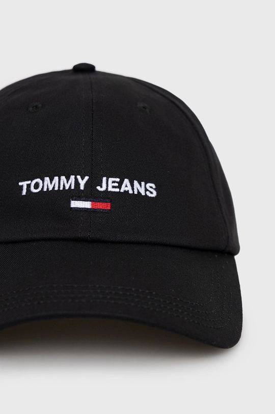 Bombažna kapa Tommy Jeans črna