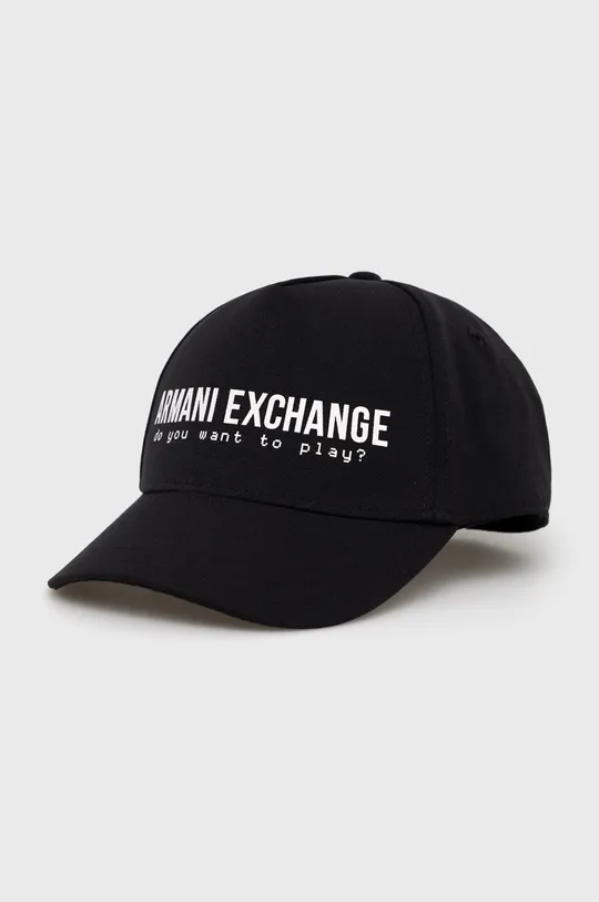czarny Armani Exchange czapka z daszkiem Męski