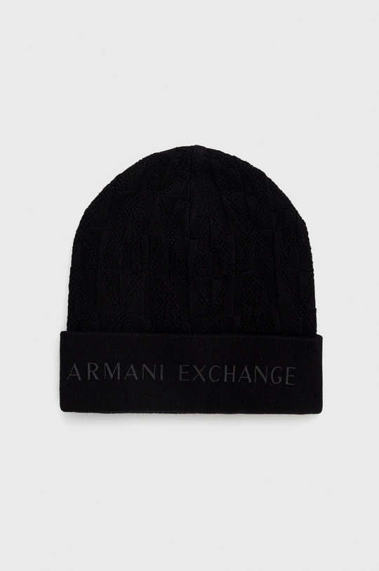 čierna Bavlnená čiapka Armani Exchange Pánsky