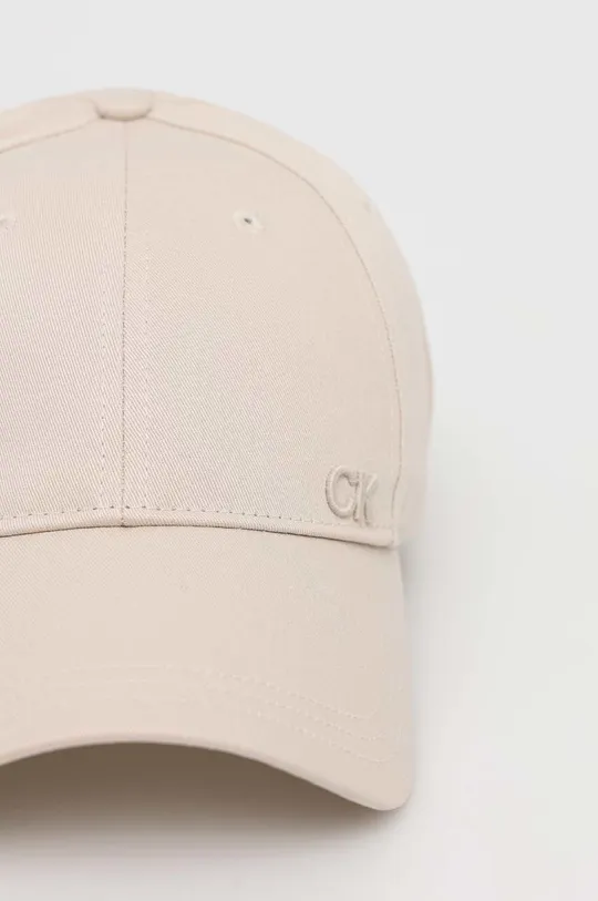 βαμβακερό καπέλο του μπέιζμπολ Calvin Klein μπεζ