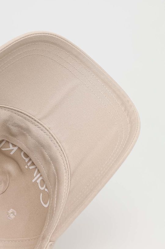 kremowy Calvin Klein czapka z daszkiem bawełniana